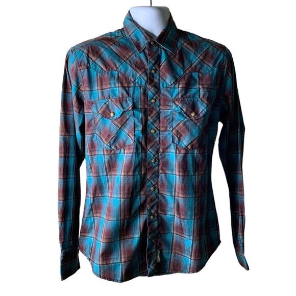 Wrangler Retro Plaid Shirt Mens S Long Sleeve Western Cowboy Rodeo Pearl Snap - Picture 3 of 9